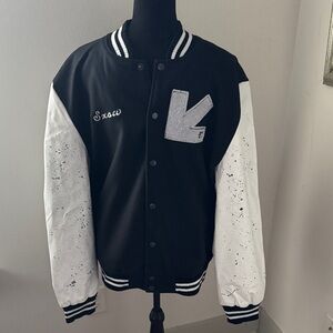 SXSW Austin, TX Black and White Varsity Jacket wool men’s Sz XL music collector